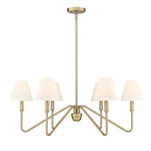 Golden 3690-6 BCB-IL - Yep by Golden Lighting Kennedy 6-light Chandelier in Brushed Champagne Brass and Ivory Linen shade